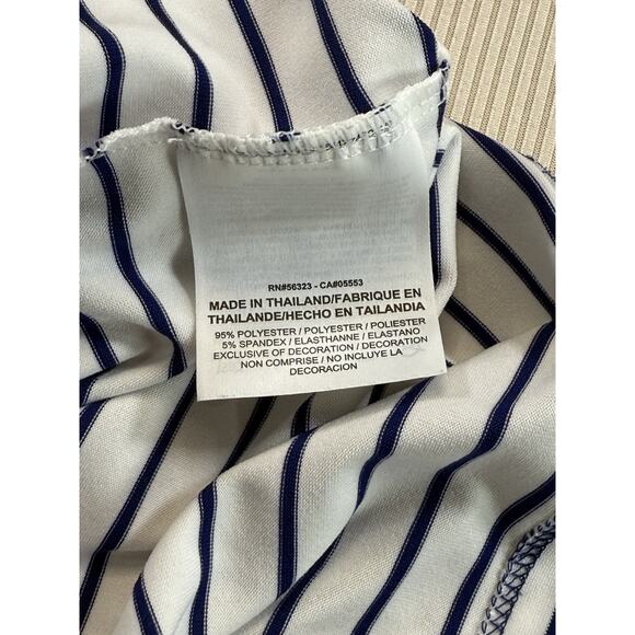 Nike Golf Dri-Fit Polo Shirt Men’s M White Blue Stripe Gray Collar Standard Fit - Picture 6 of 9